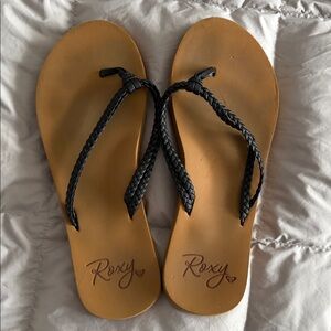 Girl’s Roxy Costas Braided Black and Tan Sandals, size 4Y - used but good
